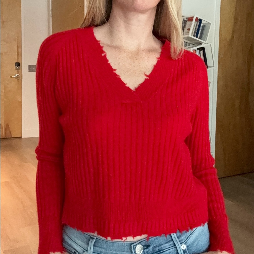 27 Miles Malibu Red V-Neck Sweater